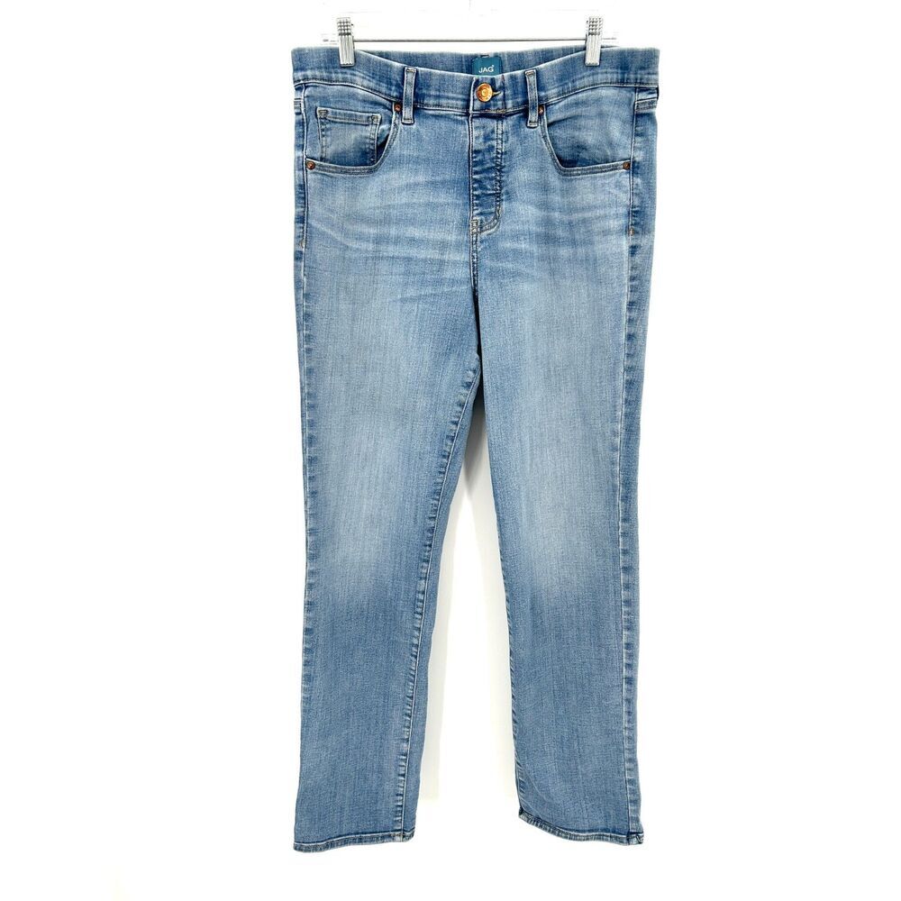 JAG Women's Vivie Straight Leg Pull On Stretch Denim Blue Jeans Size 14 / 32